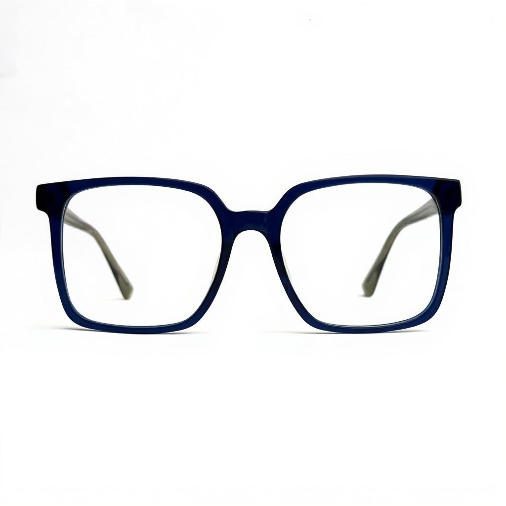 Blue eyeglasses on a white background