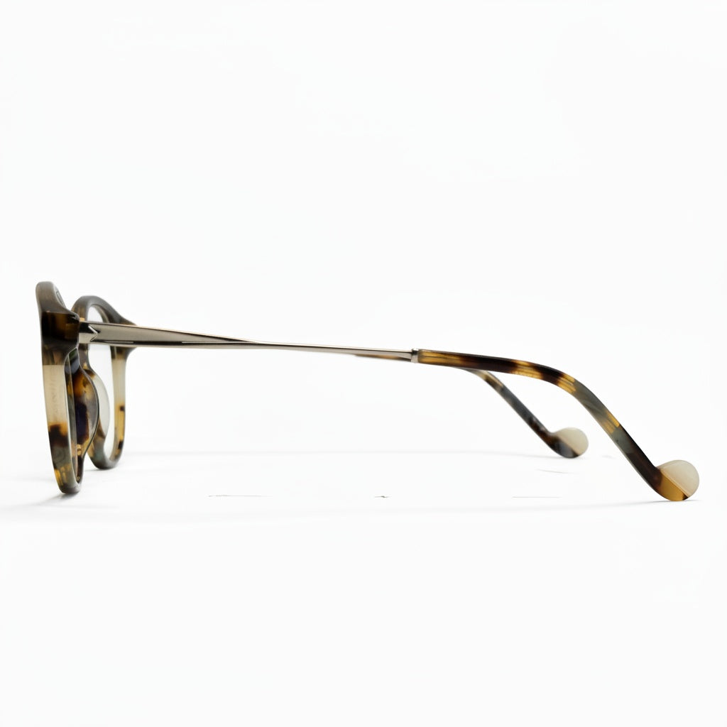 Tortoiseshell eyeglasses on a white background