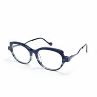 Blue eyeglasses on a white background