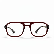 Red eyeglasses on a white background