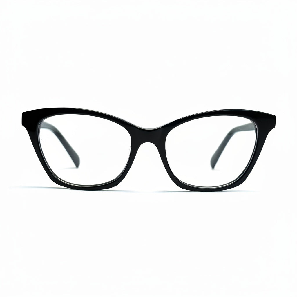 Black cat-eye glasses on a white background