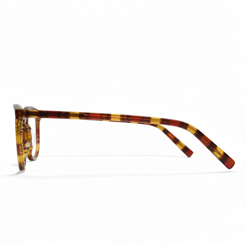 Tortoiseshell eyeglasses on a white background