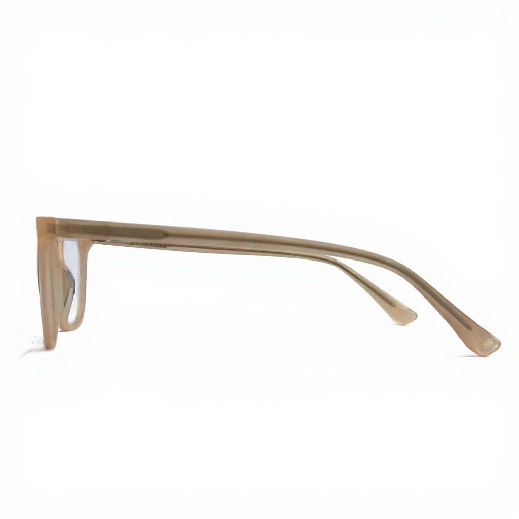Sunglasses with a thin, curved frame on a white background