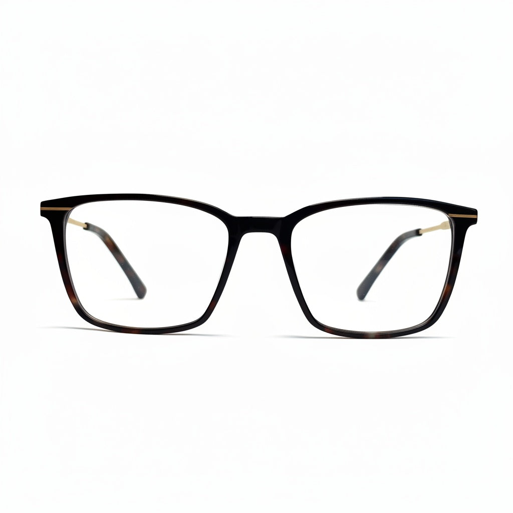 Black eyeglasses on a white background