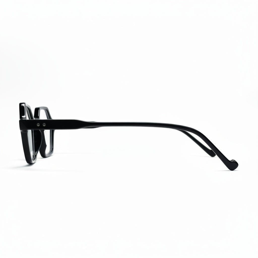 Black eyeglasses on a white background