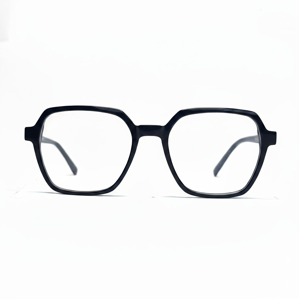 Black eyeglasses on a white background