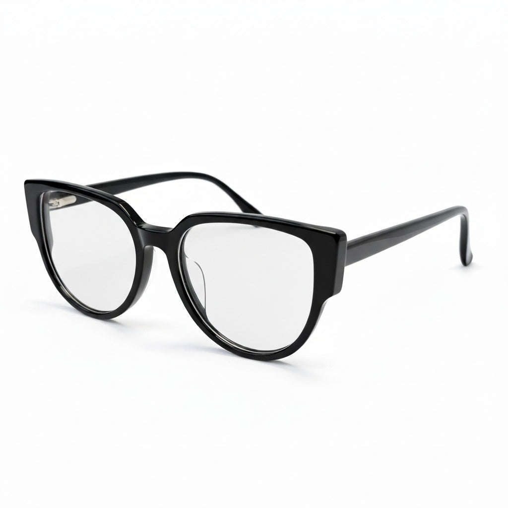 Black cat-eye glasses on a white background