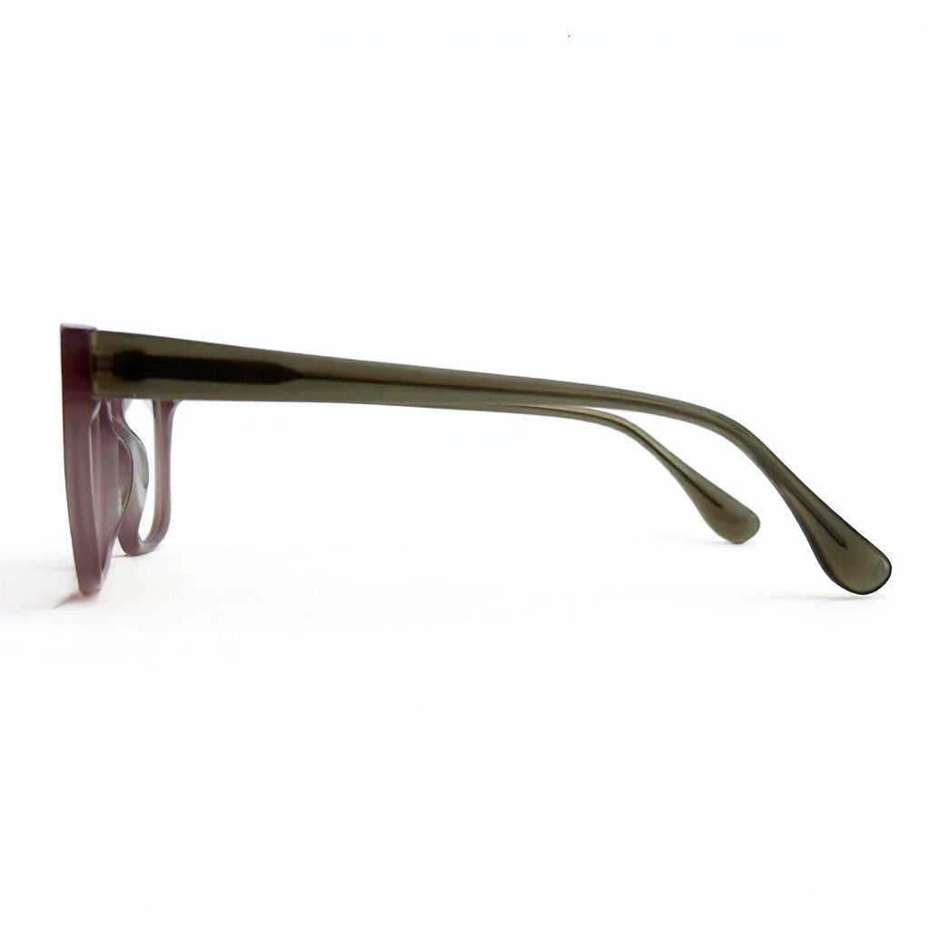 Sunglasses with a dark frame on a white background