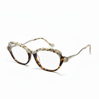 Tortoiseshell eyeglasses on a white background