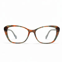 Tortoiseshell cat-eye glasses on a white background