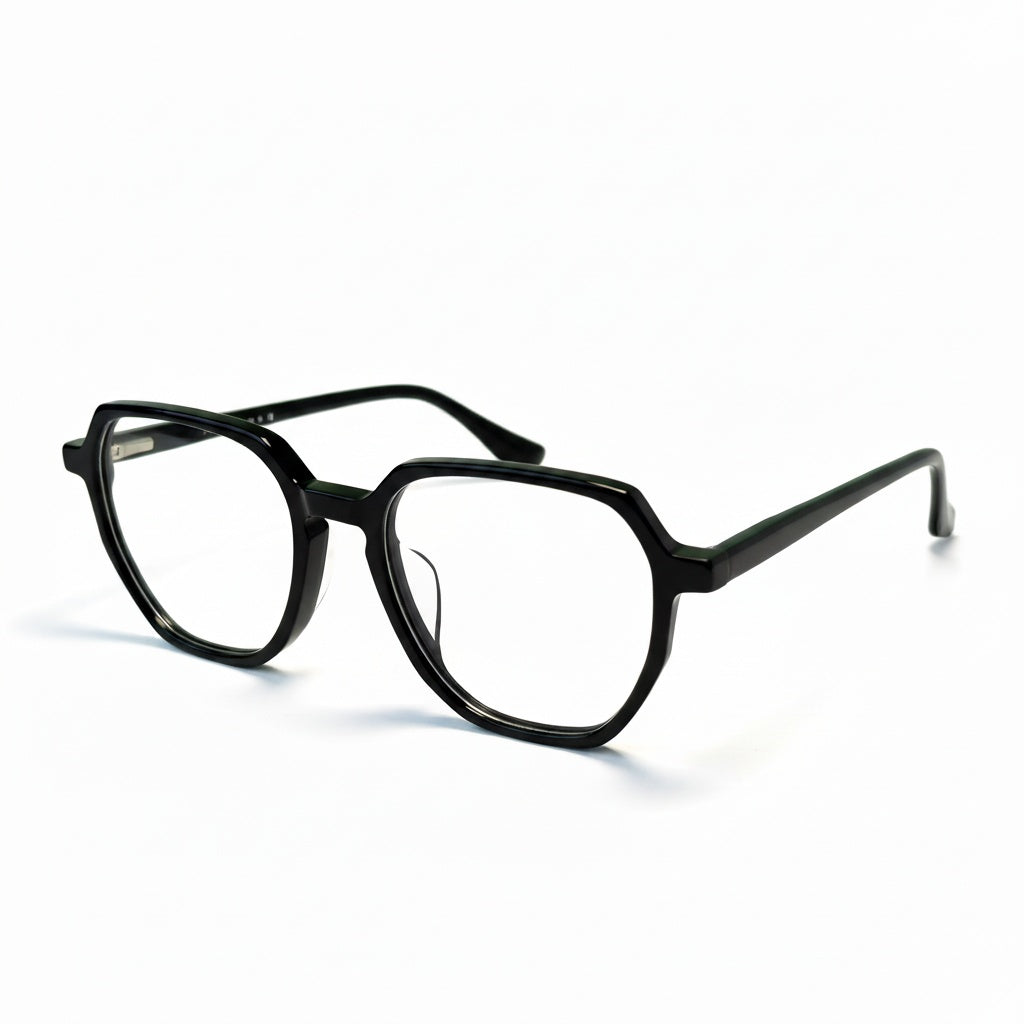 Black eyeglasses on a white background