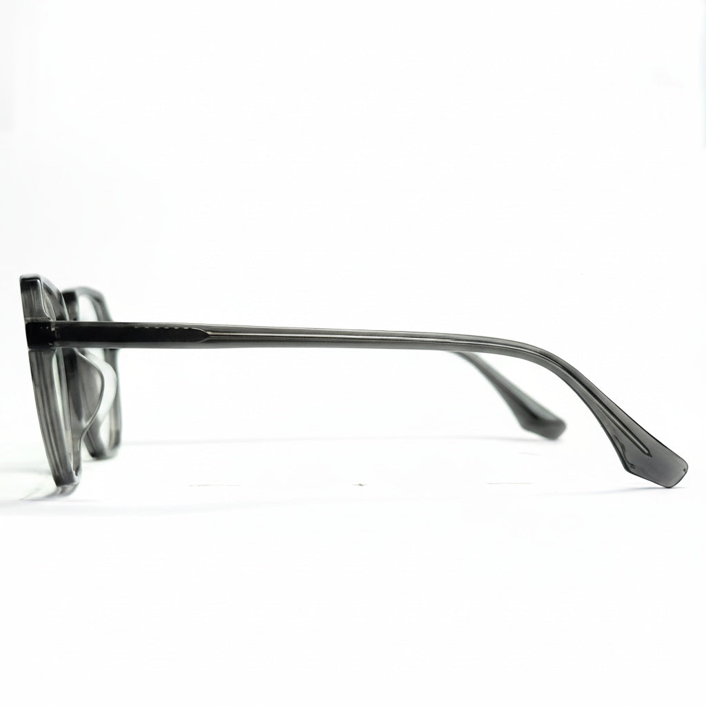 Black sunglasses with a thin frame on a white background