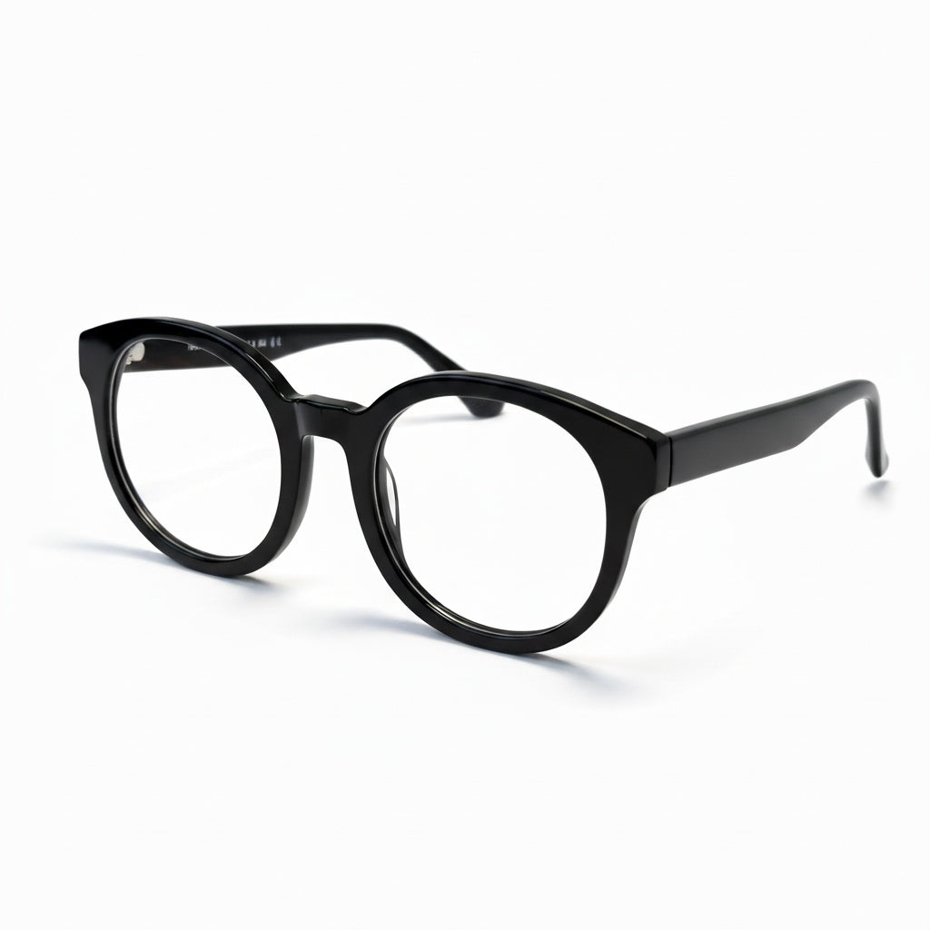 Black eyeglasses on a white background