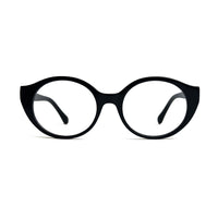 Black cat-eye glasses on a white background