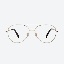Gold-framed eyeglasses on a white background