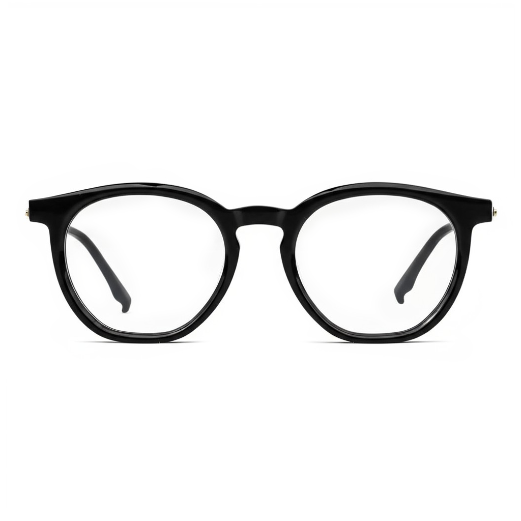 Black eyeglasses on a white background