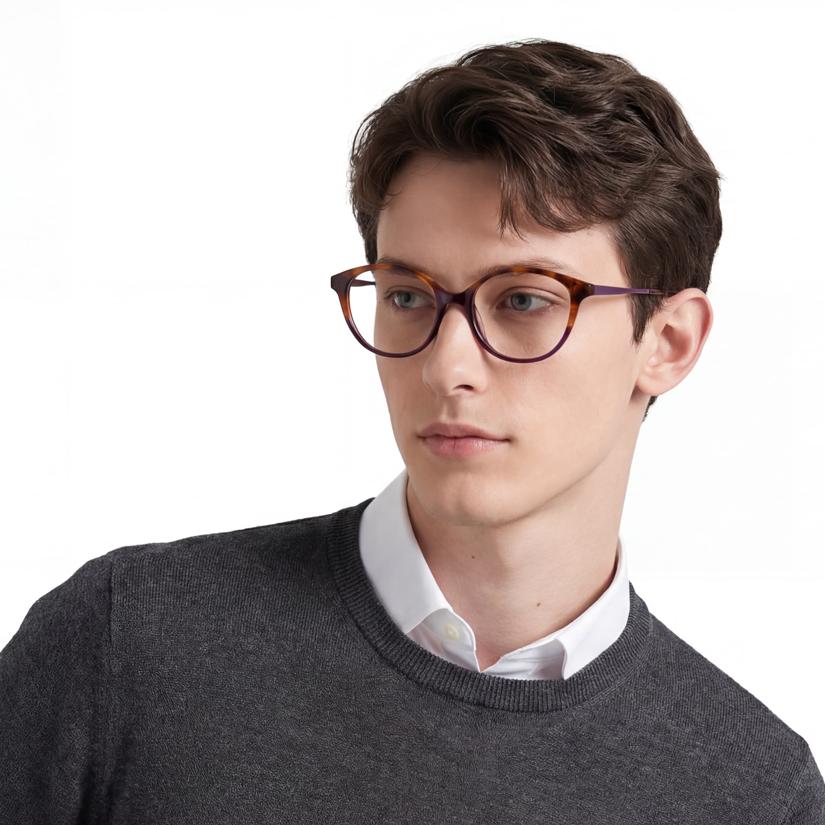 Person wearing glasses with a neutral background