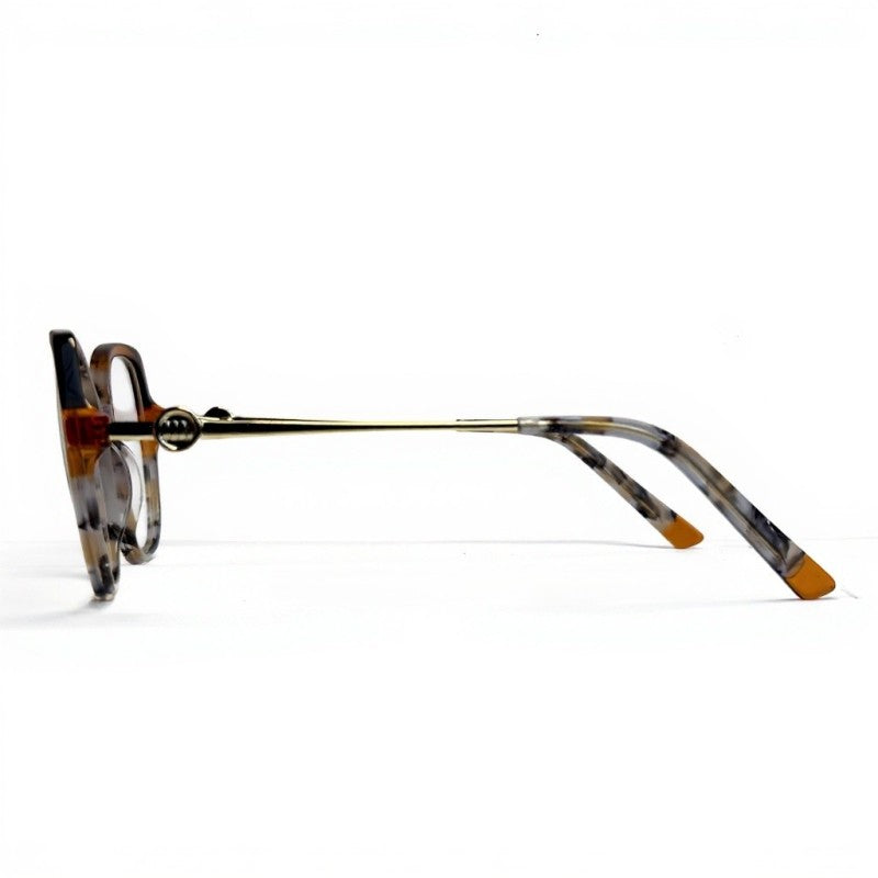 Round eyeglasses with tortoiseshell frame on a white background