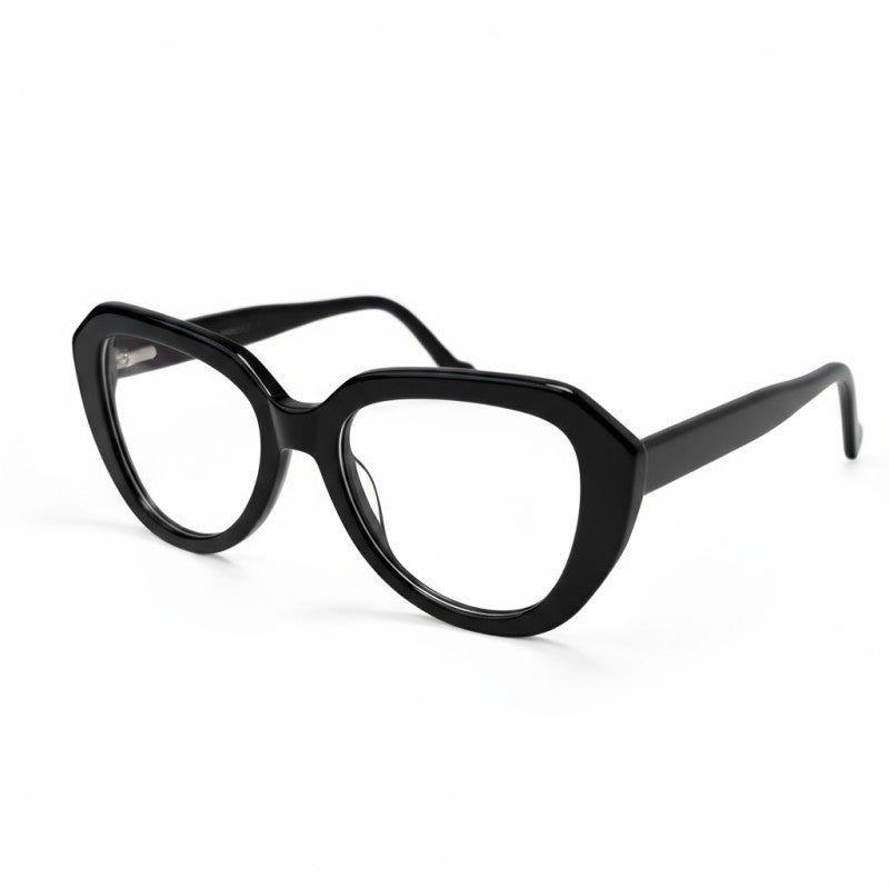 Black cat-eye glasses on a white background
