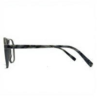 Marbled black and gray eyeglasses on a white background