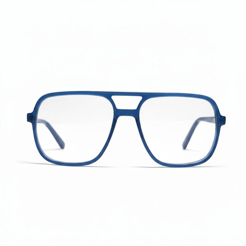 Blue eyeglasses on a white background