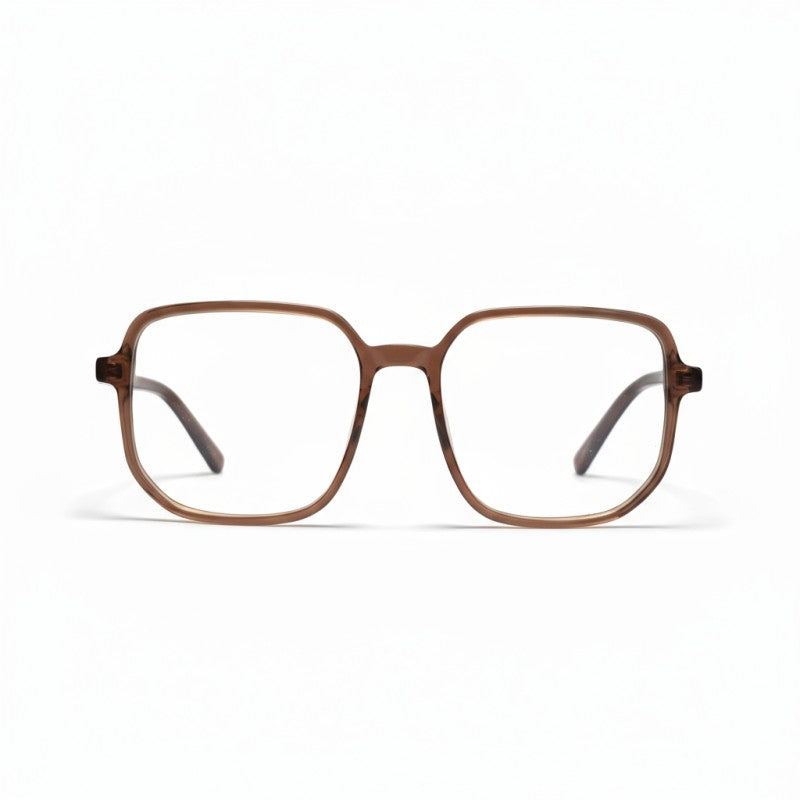 Brown square-framed glasses on a white background