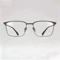 Dark bronze metal square eyeglasses frame, white studio background