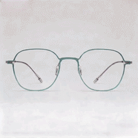 Light green metal round eyeglasses frame, white studio background
