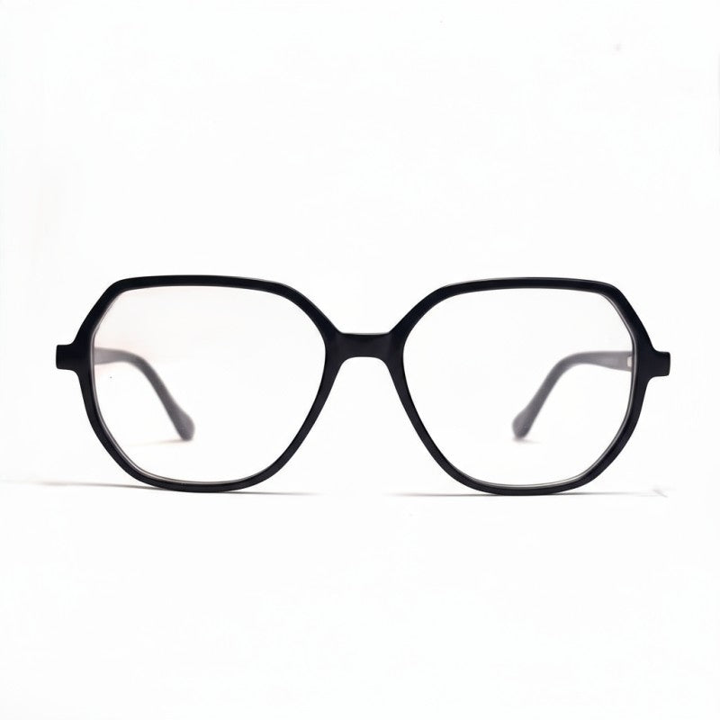Black eyeglasses on a white background