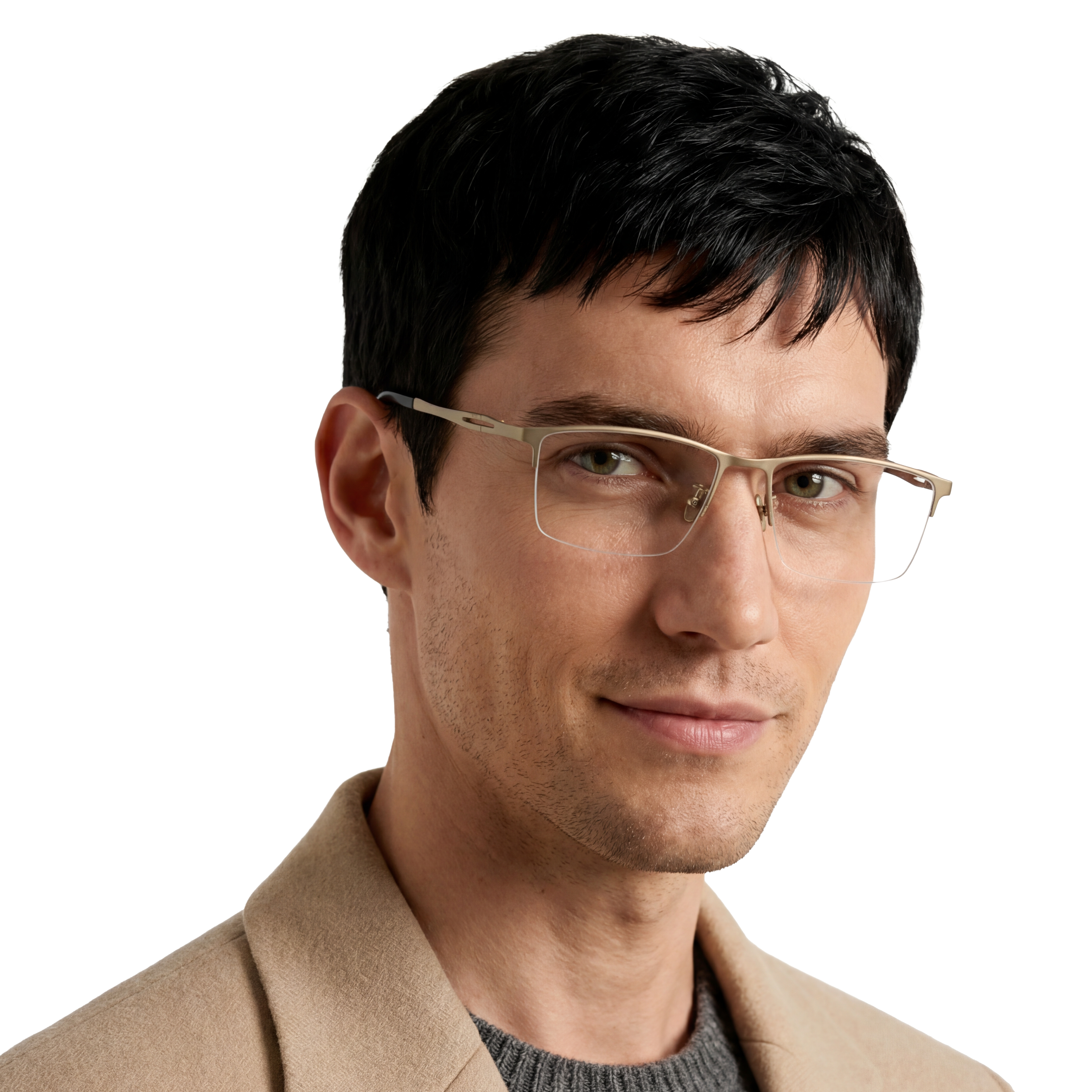 Man wearing glasses with a neutral background