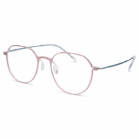 Pink eyeglasses on a white background
